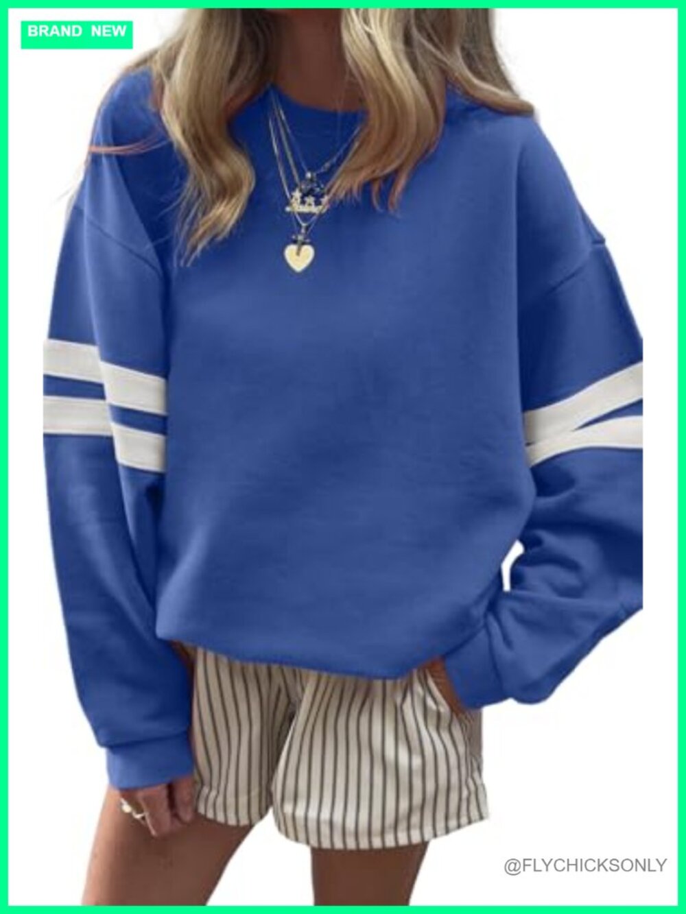 Oversized Varsity Striped Sweatshirt Lightweight Knit Pullover